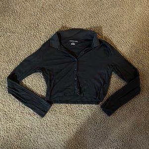 Ribbed, Cropped, Collared AE Long sleeve top